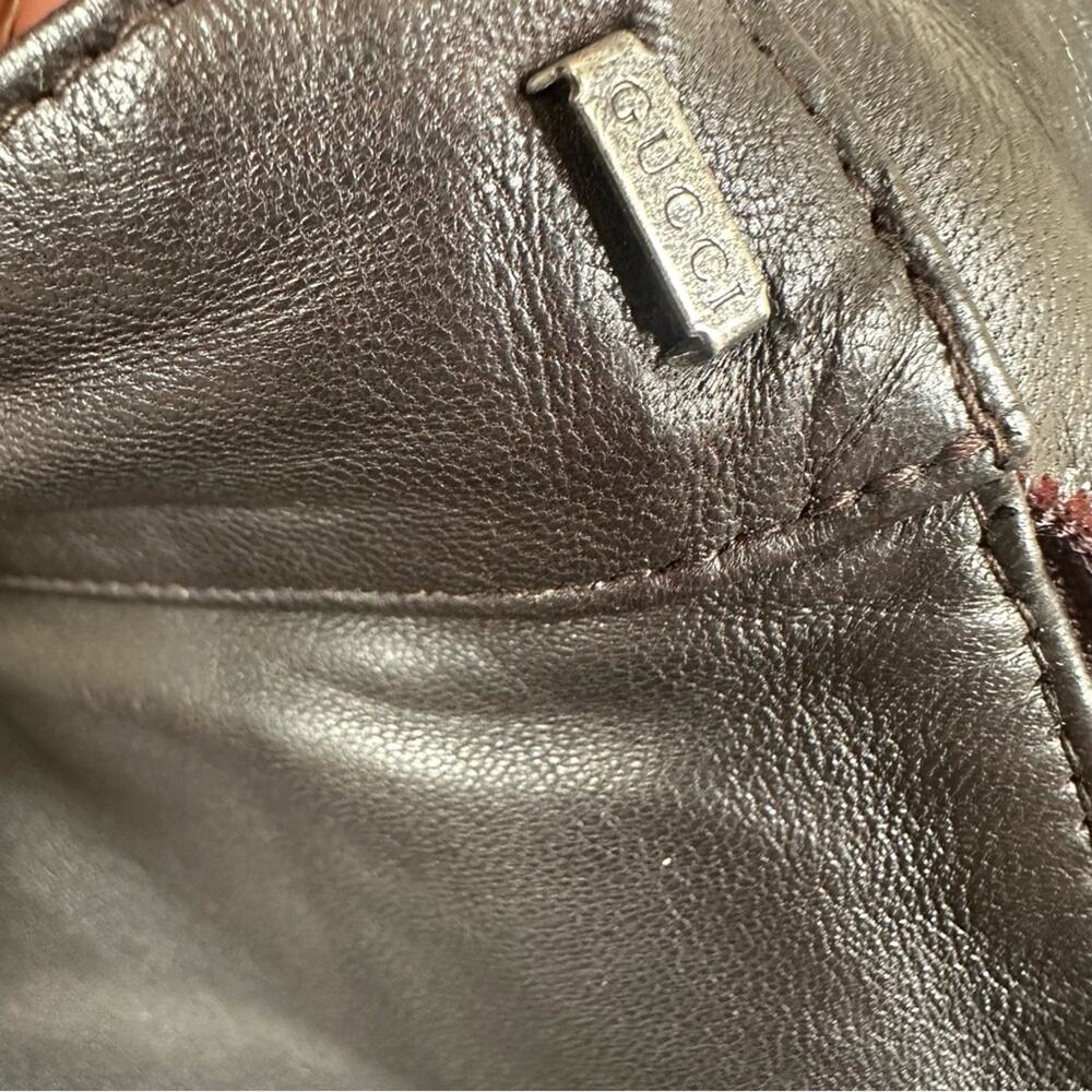 GUCCI Vintage Leather Pants Womens 44/ US 8 Dark Brown Straight Leg - Picture 5 of 11